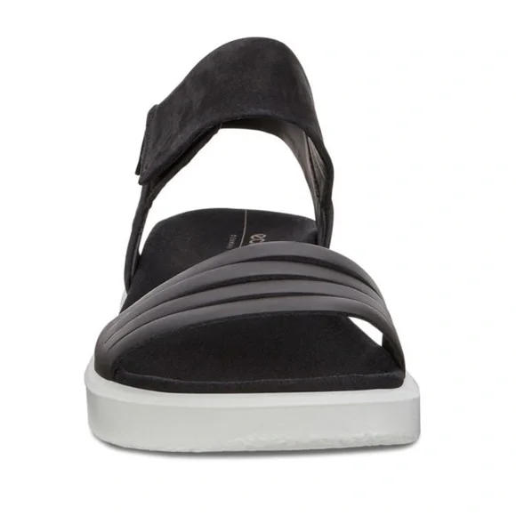 ECCO, Women's Flowt Adjustable Sandals in Black Nubuck Leather, Size 7 - 7.5